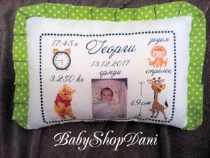 ВЪЗГЛАВНИЧКИ Бебешка Визитка със снимка Подаръци за бебе